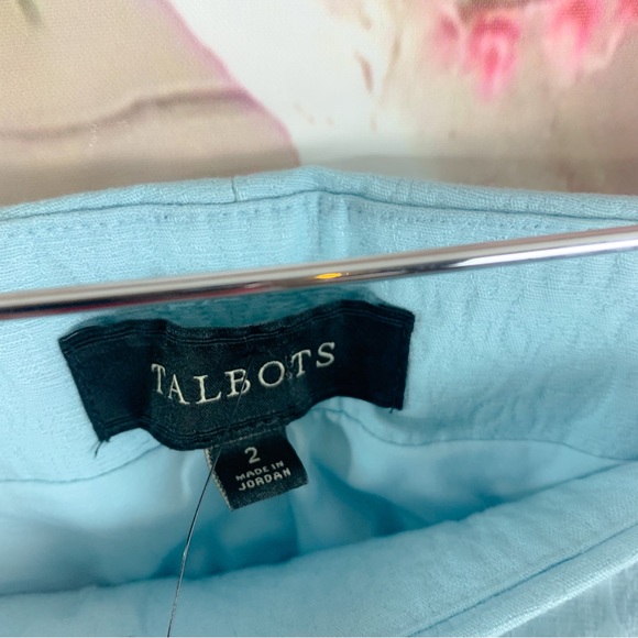 NEW Talbots Minty Blue Medallion Jacquard Ankle Pants - Picture 9 of 10